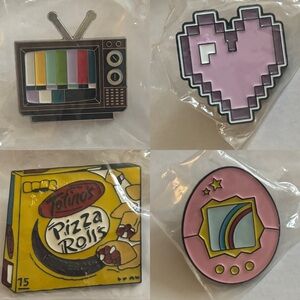 💥4/$20💥 Set of 4 Retro Themed Enamel Pins